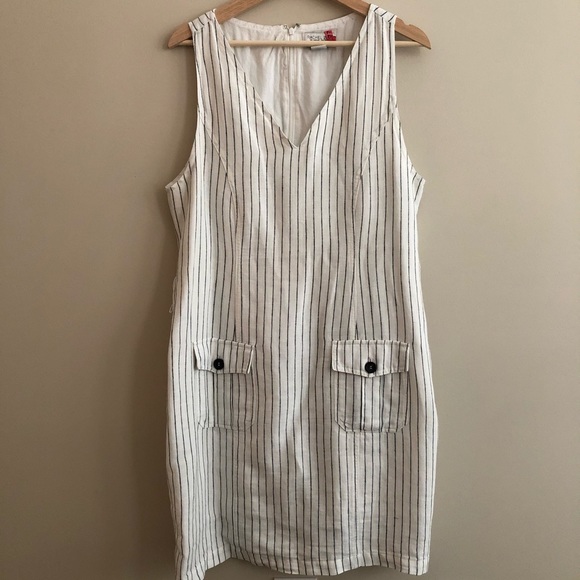 Linen Striped Rachel Zoe Dress - Belted & Pockets! - Picture 4 of 4